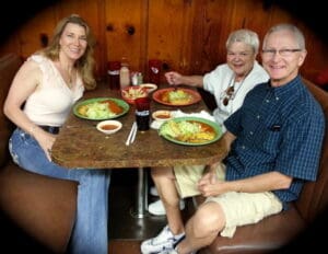 Susan, Helen and Steve at a favorite restaurant.