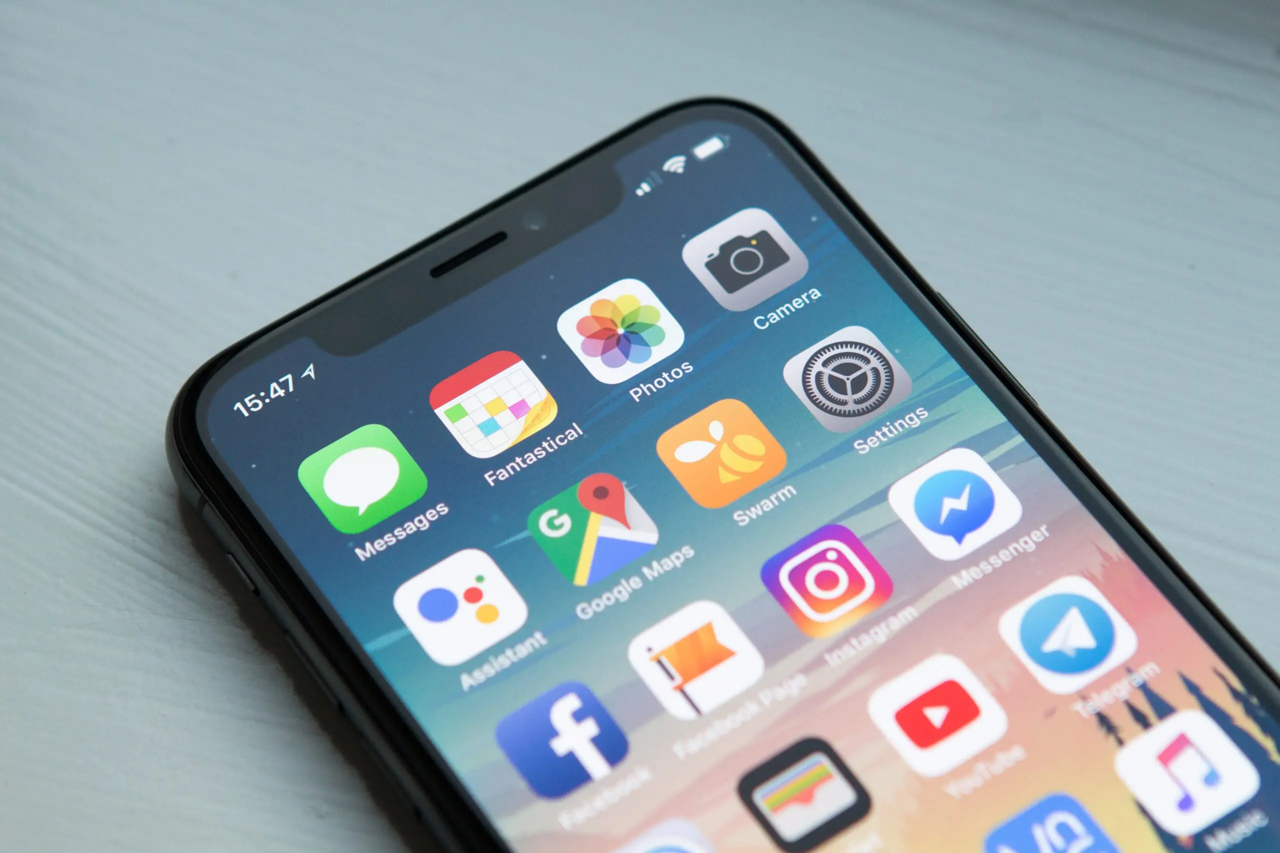 Photo courtesy of William Hook A close up of an iphone with many apps on it